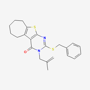 molecular formula C22H24N2OS2 B5154940 2-(BENZYLSULFANYL)-3-(2-METHYLALLYL)-3,5,6,7,8,9-HEXAHYDRO-4H-CYCLOHEPTA[4,5]THIENO[2,3-D]PYRIMIDIN-4-ONE 
