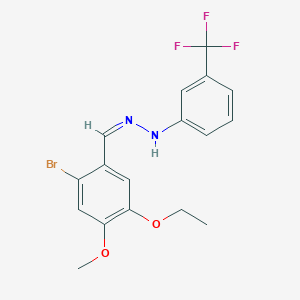 molecular formula C17H16BrF3N2O2 B515498 2-Bromo-5-ethoxy-4-methoxybenzaldehyde [3-(trifluoromethyl)phenyl]hydrazone 