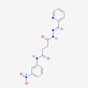 molecular formula C16H15N5O4 B515501 N-{3-nitrophenyl}-4-oxo-4-[2-(2-pyridinylmethylene)hydrazino]butanamide 