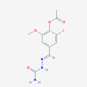 molecular formula C11H12IN3O4 B515507 4-[(E)-(2-carbamoylhydrazinylidene)methyl]-2-iodo-6-methoxyphenyl acetate 