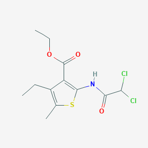 molecular formula C12H15Cl2NO3S B515511 Ethyl 2-[(dichloroacetyl)amino]-4-ethyl-5-methyl-3-thiophenecarboxylate 