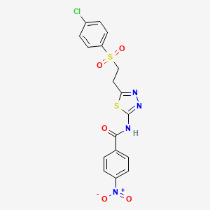 molecular formula C17H13ClN4O5S2 B5155149 N-[5-[2-(4-chlorophenyl)sulfonylethyl]-1,3,4-thiadiazol-2-yl]-4-nitrobenzamide 