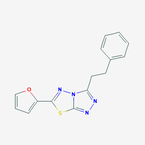 molecular formula C15H12N4OS B515523 6-(2-Furyl)-3-(2-phenylethyl)[1,2,4]triazolo[3,4-b][1,3,4]thiadiazole CAS No. 929857-35-2