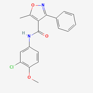 molecular formula C18H15ClN2O3 B5155279 N-(3-CHLORO-4-METHOXYPHENYL)-5-METHYL-3-PHENYL-12-OXAZOLE-4-CARBOXAMIDE 