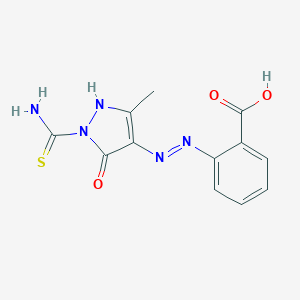 molecular formula C12H11N5O3S B515540 2-{2-[1-(aminocarbothioyl)-3-methyl-5-oxo-1,5-dihydro-4H-pyrazol-4-ylidene]hydrazino}benzoic acid 