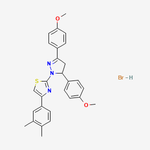 molecular formula C28H28BrN3O2S B5155530 2-[3,5-Bis(4-methoxyphenyl)-3,4-dihydropyrazol-2-yl]-4-(3,4-dimethylphenyl)-1,3-thiazole;hydrobromide 