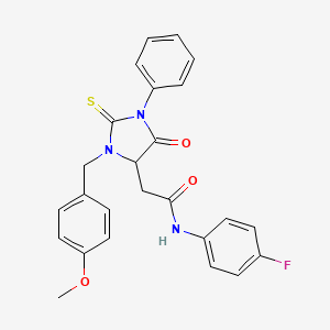 molecular formula C25H22FN3O3S B5155624 N-(4-FLUOROPHENYL)-2-{3-[(4-METHOXYPHENYL)METHYL]-5-OXO-1-PHENYL-2-SULFANYLIDENEIMIDAZOLIDIN-4-YL}ACETAMIDE 