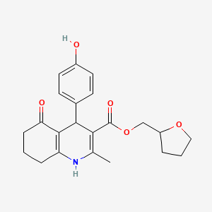 molecular formula C22H25NO5 B5155683 Tetrahydrofuran-2-ylmethyl 4-(4-hydroxyphenyl)-2-methyl-5-oxo-1,4,5,6,7,8-hexahydroquinoline-3-carboxylate 