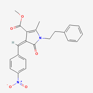 molecular formula C22H20N2O5 B5155768 METHYL (4Z)-2-METHYL-4-[(4-NITROPHENYL)METHYLIDENE]-5-OXO-1-(2-PHENYLETHYL)-4,5-DIHYDRO-1H-PYRROLE-3-CARBOXYLATE 
