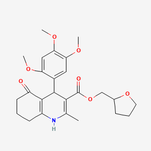 molecular formula C25H31NO7 B5155805 Tetrahydrofuran-2-ylmethyl 2-methyl-5-oxo-4-(2,4,5-trimethoxyphenyl)-1,4,5,6,7,8-hexahydroquinoline-3-carboxylate 