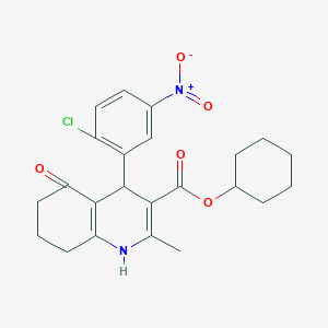 molecular formula C23H25ClN2O5 B5155815 Cyclohexyl 4-(2-chloro-5-nitrophenyl)-2-methyl-5-oxo-1,4,5,6,7,8-hexahydroquinoline-3-carboxylate 
