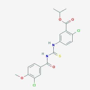 molecular formula C19H18Cl2N2O4S B5155939 Propan-2-yl 2-chloro-5-({[(3-chloro-4-methoxyphenyl)carbonyl]carbamothioyl}amino)benzoate 