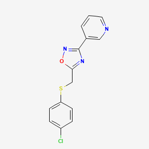 molecular formula C14H10ClN3OS B5155976 5-[(4-Chlorophenyl)sulfanylmethyl]-3-pyridin-3-yl-1,2,4-oxadiazole 