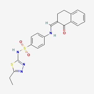 molecular formula C21H20N4O3S2 B5156094 N-(5-ethyl-1,3,4-thiadiazol-2-yl)-4-[[(Z)-(1-oxo-3,4-dihydronaphthalen-2-ylidene)methyl]amino]benzenesulfonamide 