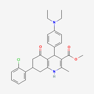 molecular formula C28H31ClN2O3 B5156216 Methyl 7-(2-chlorophenyl)-4-[4-(diethylamino)phenyl]-2-methyl-5-oxo-1,4,5,6,7,8-hexahydroquinoline-3-carboxylate 