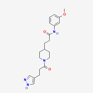 molecular formula C21H28N4O3 B5156393 N-(3-methoxyphenyl)-3-[1-[3-(1H-pyrazol-4-yl)propanoyl]piperidin-4-yl]propanamide 