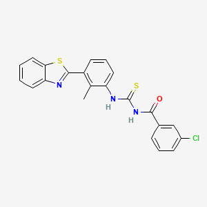 molecular formula C22H16ClN3OS2 B5156513 N-{[3-(1,3-benzothiazol-2-yl)-2-methylphenyl]carbamothioyl}-3-chlorobenzamide 