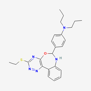 molecular formula C24H29N5OS B5156748 N-{4-[3-(Ethylsulfanyl)-6,7-dihydro[1,2,4]triazino[5,6-D][3,1]benzoxazepin-6-YL]phenyl}-N,N-dipropylamine 