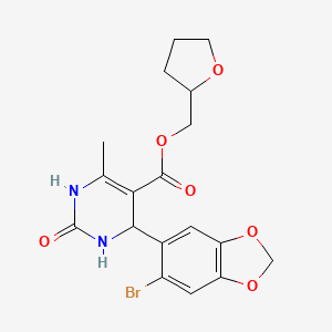molecular formula C18H19BrN2O6 B5156828 Tetrahydrofuran-2-ylmethyl 4-(6-bromo-1,3-benzodioxol-5-yl)-6-methyl-2-oxo-1,2,3,4-tetrahydropyrimidine-5-carboxylate 