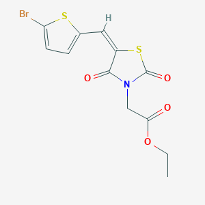 molecular formula C12H10BrNO4S2 B5156921 ethyl {(5E)-5-[(5-bromothiophen-2-yl)methylidene]-2,4-dioxo-1,3-thiazolidin-3-yl}acetate 