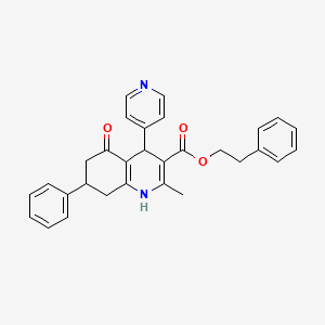 molecular formula C30H28N2O3 B5157112 2-Phenylethyl 2-methyl-5-oxo-7-phenyl-4-(pyridin-4-yl)-1,4,5,6,7,8-hexahydroquinoline-3-carboxylate 