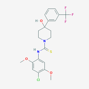 molecular formula C21H22ClF3N2O3S B5157214 N-(4-CHLORO-2,5-DIMETHOXYPHENYL)-4-HYDROXY-4-[3-(TRIFLUOROMETHYL)PHENYL]TETRAHYDRO-1(2H)-PYRIDINECARBOTHIOAMIDE 