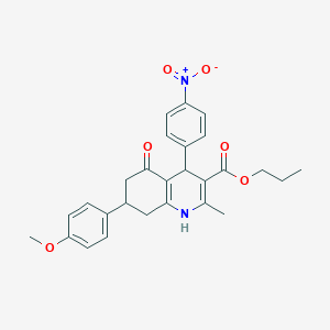 molecular formula C27H28N2O6 B5157230 propyl 7-(4-methoxyphenyl)-2-methyl-4-(4-nitrophenyl)-5-oxo-1,4,5,6,7,8-hexahydroquinoline-3-carboxylate 