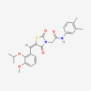 molecular formula C24H26N2O5S B5157302 N-(3,4-dimethylphenyl)-2-[(5E)-5-[(3-methoxy-2-propan-2-yloxyphenyl)methylidene]-2,4-dioxo-1,3-thiazolidin-3-yl]acetamide 