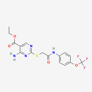 molecular formula C16H15F3N4O4S B5157310 ETHYL 4-AMINO-2-[({[4-(TRIFLUOROMETHOXY)PHENYL]CARBAMOYL}METHYL)SULFANYL]PYRIMIDINE-5-CARBOXYLATE 