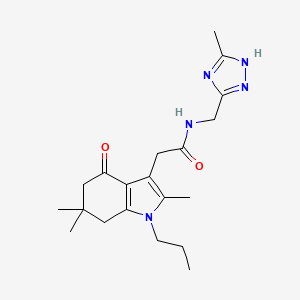 molecular formula C20H29N5O2 B5157685 N-[(5-methyl-4H-1,2,4-triazol-3-yl)methyl]-2-(2,6,6-trimethyl-4-oxo-1-propyl-4,5,6,7-tetrahydro-1H-indol-3-yl)acetamide 
