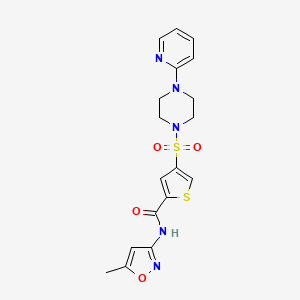 molecular formula C18H19N5O4S2 B5157736 N-(5-methyl-1,2-oxazol-3-yl)-4-(4-pyridin-2-ylpiperazin-1-yl)sulfonylthiophene-2-carboxamide 