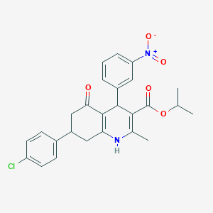 molecular formula C26H25ClN2O5 B5157773 Propan-2-yl 7-(4-chlorophenyl)-2-methyl-4-(3-nitrophenyl)-5-oxo-1,4,5,6,7,8-hexahydroquinoline-3-carboxylate 
