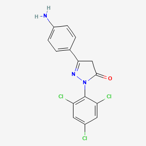 molecular formula C15H10Cl3N3O B5157779 5-(4-aminophenyl)-2-(2,4,6-trichlorophenyl)-4H-pyrazol-3-one 