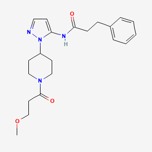 molecular formula C21H28N4O3 B5157810 N-{1-[1-(3-methoxypropanoyl)-4-piperidinyl]-1H-pyrazol-5-yl}-3-phenylpropanamide 