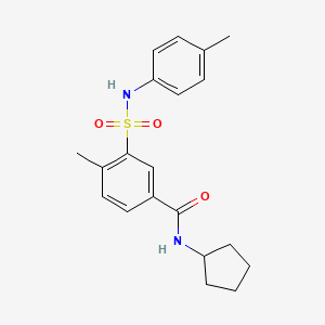 molecular formula C20H24N2O3S B5158483 N-cyclopentyl-4-methyl-3-[(4-methylphenyl)sulfamoyl]benzamide 