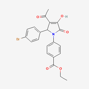molecular formula C21H18BrNO5 B5158612 ethyl 4-[3-acetyl-2-(4-bromophenyl)-4-hydroxy-5-oxo-2H-pyrrol-1-yl]benzoate 