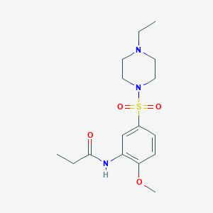 molecular formula C16H25N3O4S B5158685 N-[5-(4-ethylpiperazin-1-yl)sulfonyl-2-methoxyphenyl]propanamide 