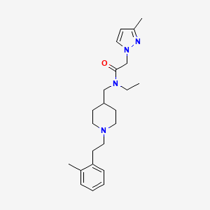 molecular formula C23H34N4O B5158722 N-ethyl-N-[[1-[2-(2-methylphenyl)ethyl]piperidin-4-yl]methyl]-2-(3-methylpyrazol-1-yl)acetamide 