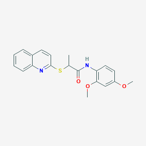 molecular formula C20H20N2O3S B5158749 N-(2,4-dimethoxyphenyl)-2-quinolin-2-ylsulfanylpropanamide 