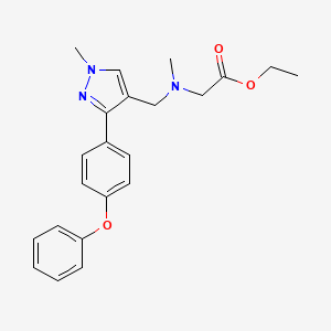 molecular formula C22H25N3O3 B5159332 ethyl N-methyl-N-{[1-methyl-3-(4-phenoxyphenyl)-1H-pyrazol-4-yl]methyl}glycinate 