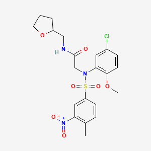 molecular formula C21H24ClN3O7S B5159349 N~2~-(5-chloro-2-methoxyphenyl)-N~2~-[(4-methyl-3-nitrophenyl)sulfonyl]-N~1~-(tetrahydro-2-furanylmethyl)glycinamide 