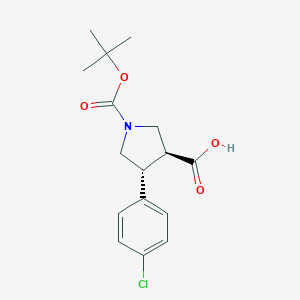 molecular formula C16H20ClNO4 B051594 trans-1-(Tert-butoxycarbonyl)-4-(4-chlorophenyl)pyrrolidine-3-carboxylic acid CAS No. 851484-56-5