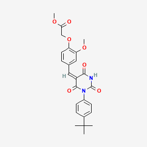 molecular formula C25H26N2O7 B5159594 methyl (4-{(E)-[1-(4-tert-butylphenyl)-2,4,6-trioxotetrahydropyrimidin-5(2H)-ylidene]methyl}-2-methoxyphenoxy)acetate 