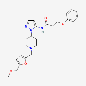 molecular formula C24H30N4O4 B5160228 N-[1-(1-{[5-(methoxymethyl)-2-furyl]methyl}-4-piperidinyl)-1H-pyrazol-5-yl]-3-phenoxypropanamide 