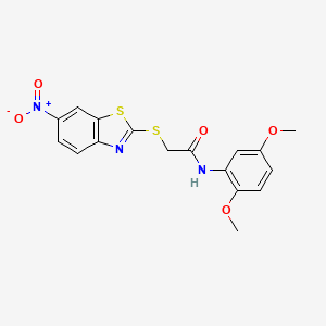 molecular formula C17H15N3O5S2 B5160301 N-(2,5-dimethoxyphenyl)-2-[(6-nitro-1,3-benzothiazol-2-yl)sulfanyl]acetamide 