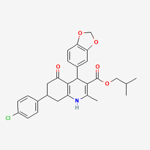 molecular formula C28H28ClNO5 B5160307 2-Methylpropyl 4-(1,3-benzodioxol-5-yl)-7-(4-chlorophenyl)-2-methyl-5-oxo-1,4,5,6,7,8-hexahydroquinoline-3-carboxylate 