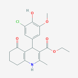 molecular formula C20H22ClNO5 B5160365 Ethyl 4-(3-chloro-4-hydroxy-5-methoxyphenyl)-2-methyl-5-oxo-1,4,5,6,7,8-hexahydroquinoline-3-carboxylate 