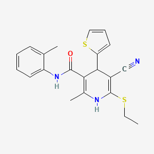 molecular formula C21H21N3OS2 B5160473 5-cyano-6-(ethylsulfanyl)-2-methyl-N-(2-methylphenyl)-4-(thiophen-2-yl)-1,4-dihydropyridine-3-carboxamide 