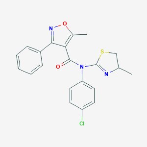 molecular formula C21H18ClN3O2S B516093 N-(4-Chlorophenyl)-5-methyl-N-(4-methyl-4,5-dihydrothiazol-2-yl)-3-phenylisoxazole-4-carboxamide 