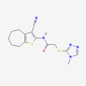 molecular formula C15H17N5OS2 B5161072 N-(3-cyano-5,6,7,8-tetrahydro-4H-cyclohepta[b]thiophen-2-yl)-2-[(4-methyl-4H-1,2,4-triazol-3-yl)sulfanyl]acetamide 